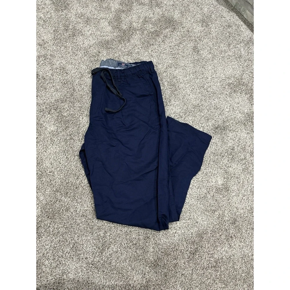 Vineyard Vines Mens XL On-The-Go Pants Navy Blue Elastic‎ Waist Drawstring Chino